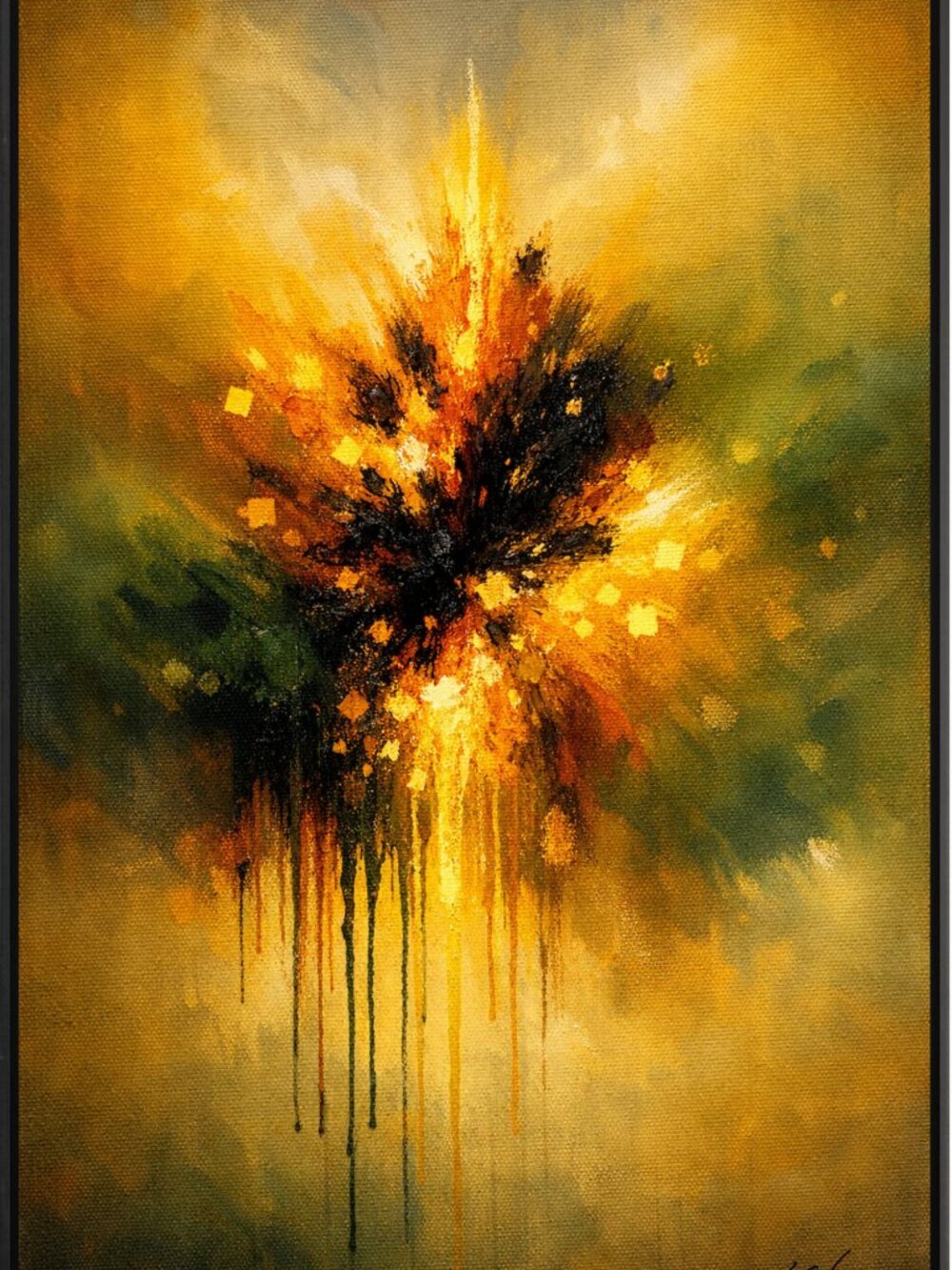 Yellow Black Abstract Wall Art Print 24x36 Modern Home Decor